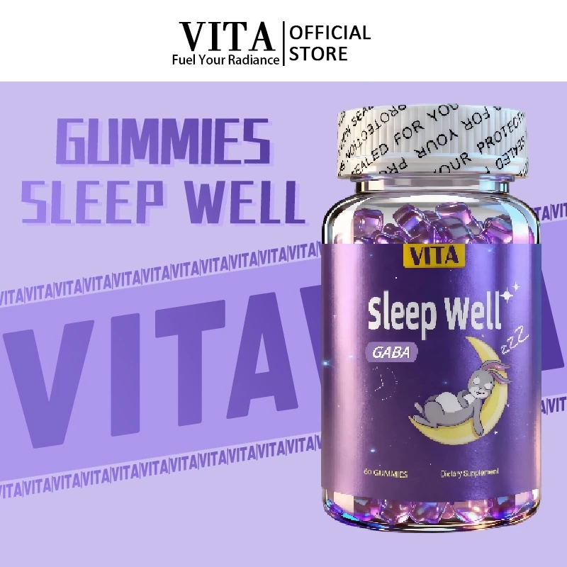 VITA นอนหลับ กัมมี่ วิตามินรวม อาหารเสริม หลับลึก ผ่อนคลาย Sleep Well GABA Vitamin Gummy Dietary Supplement 60 Gummies