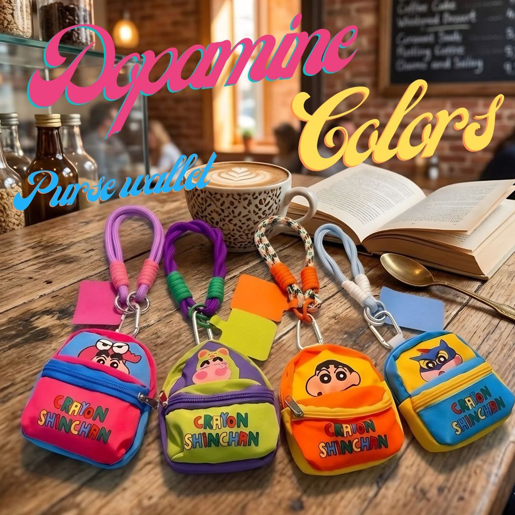 กระเป๋าจิ๋ว ชินจัง Crayon Shin-chan พวงกุญแจกระเป๋าเป้ใบเล็ก สีสันสดใส สไตล์ Dopamine สำหรับห้อยกระเป๋า/เคสโทรศัพท์