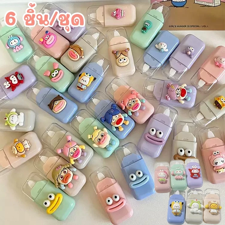 เทปลบคำผิดชุด 6 ชิ้น/เซ็ต INS น่ารักเกาหลีเครื่องเขียนเทปแก้ไขของเหลวรูปแบบตลกโรงเรียนสอบการแก้ไขข้อผิดพลาด