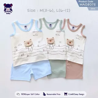 Mami Baby ชุดอยู่บ้านเด็กอ่อน 3-24 เดือน เสื้อกล้ามคอกลม+กางเกงขาสั้น (1 ชุด) | Babytrend