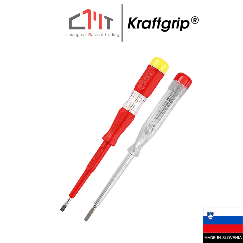 KRAFTGRIP ไขควงลองไฟ ด้ามแดง ด้ามใส No.140-2K / 900 (Made in Slovenia)