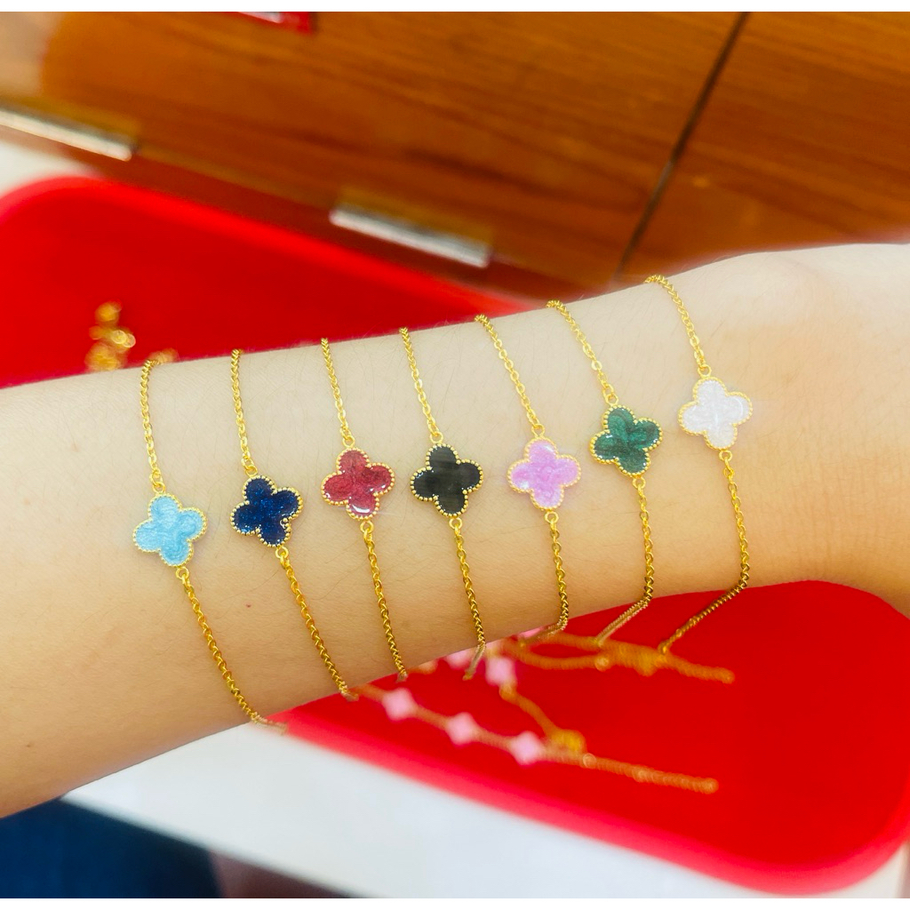 KMDGold สร้อยข้อมือ1/2สลึง ลายแวนคลีฟลงยา สินค้าทองแท้พร้อมใบรับประกัน