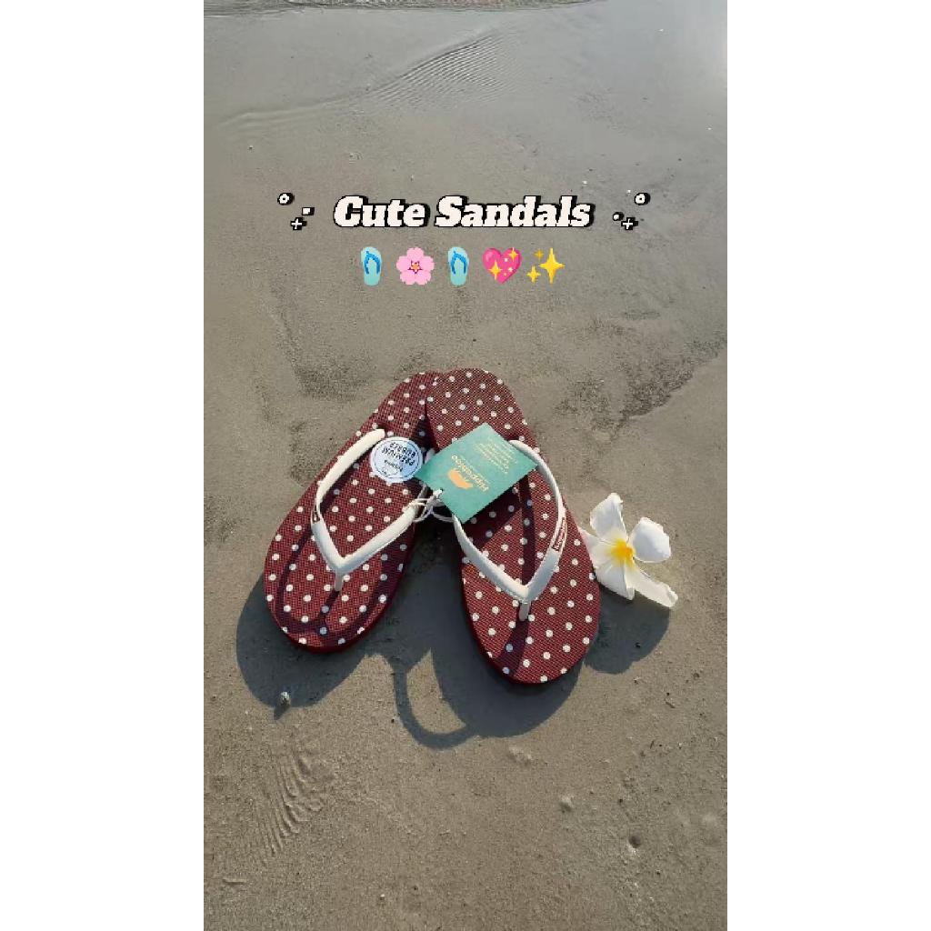 รองเท้าแตะลายจุด Hippo Bloo สีเลือดหมูตัดครีม โทนสีสดใส 12 สี รองเท้าอยู่บ้าน sandals ฮิปโป บลู