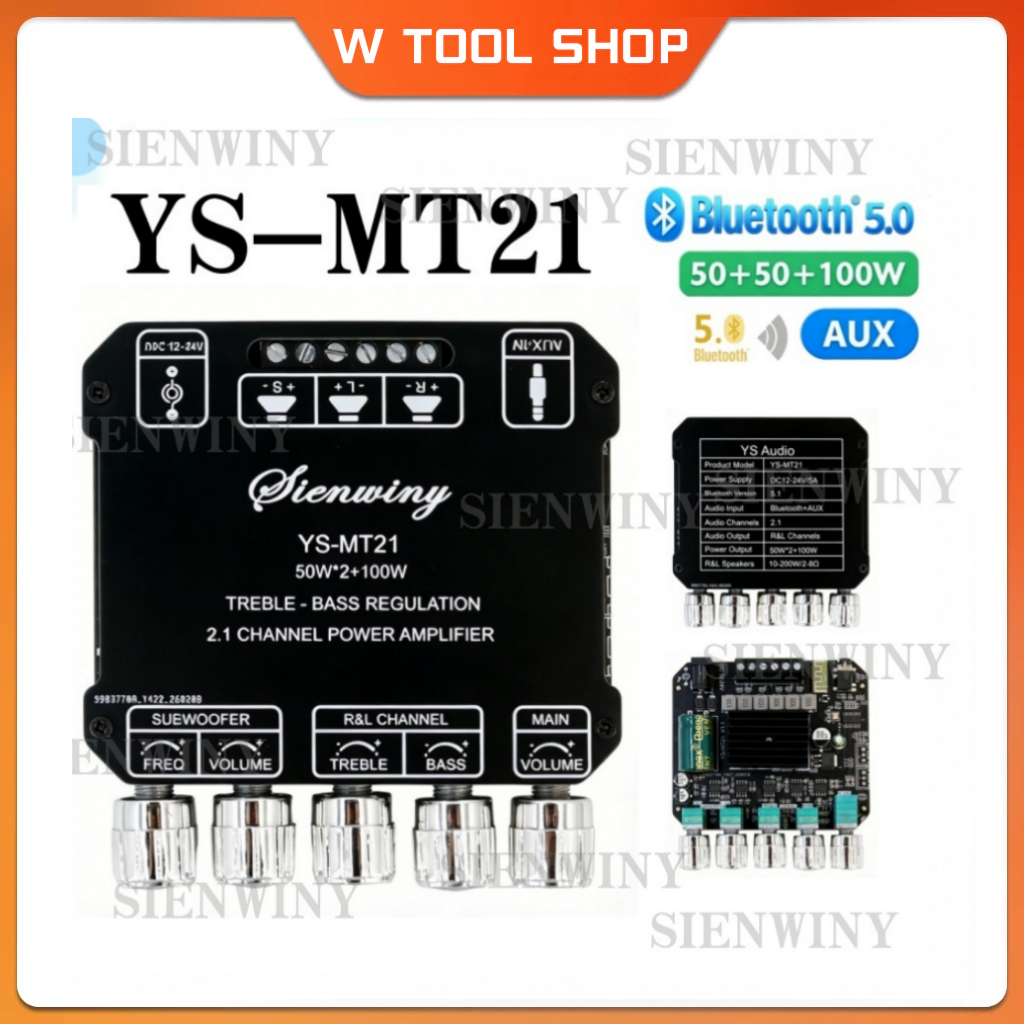 【YS-MT21】MT21 บอร์ดซับวูฟเฟอร์ บลูทูธ 5.0 50WX2+100W เครื่องขยายเสียงสเตอริโอ 2.1 ช่องสัญญาณ เสียงเบ