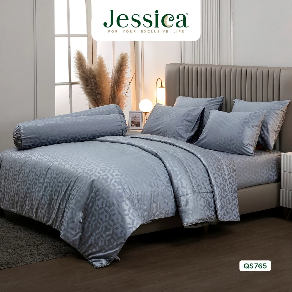Jessica Jacquard Silk Shine 500 เส้นด้าย QS765 ชุดเครื่องนอน ผ้าปูที่นอน ผ้าห่มนวม ผ้าทอลายเรียบหรู สามารถป้องกันไรฝุ่น