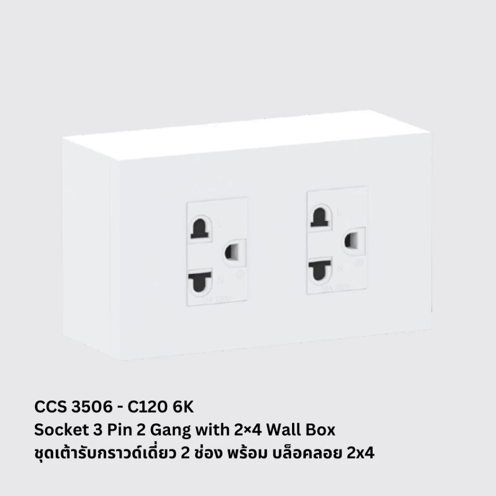 ชุดเต้ารับสวิตช์  สีขาว ขนาด 2x4 4X4 ติดตั้งง่าย CCS