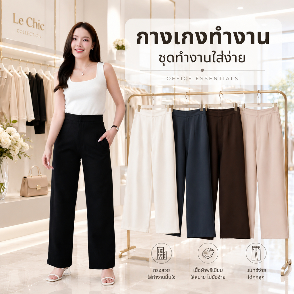 กางเกงขายาว ทรงกระบอก ใส่ไปทำงาน ใส่ไปเที่ยว รุ่น Runway Pants