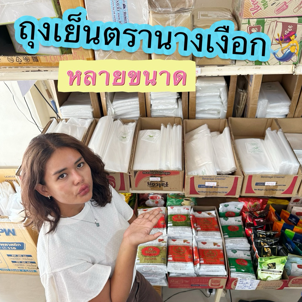 ถุงเย็น PE ถุงแช่เย็น ถุงแช่แข็ง คุณภาพ ไม่แตก ตรานางเงือก ขนาด 500 กรัม (หน่วยเป็นนิ้ว)