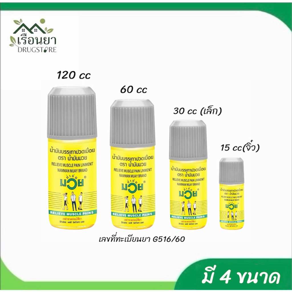 น้ำมันมวย บรรเทาอาการปวดเมื่อย มี 4 ขนาดให้เลือก
