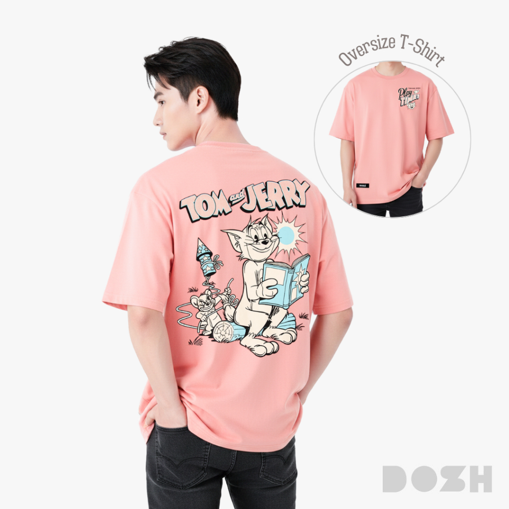 DOSH MEN'S OVERSIZED T-SHIRTS TOM AND JERRY เสื้อยืดโอเวอร์ไซส์ DTJMT5025-PI (M-2XL)