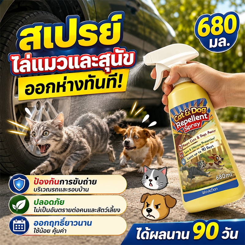 🐕ป้องกันการขับถ่ายของสัตว์🐈สเปรย์ไล่แมว ยาไล่แมว สเปรย์ไล่หมา 680ml สูตรปลอดภัย ฝนตกก็ยังได้ผล
