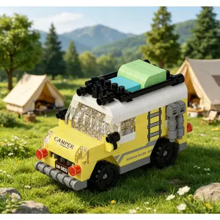 SR NEW ของเล่นตัวต่อนาโน3 มิติตัวต่อรถแคมป์ Camper Vanสไตล์มินิมอลของเล่น DIYของเล่นเสริมการเรียนรู้