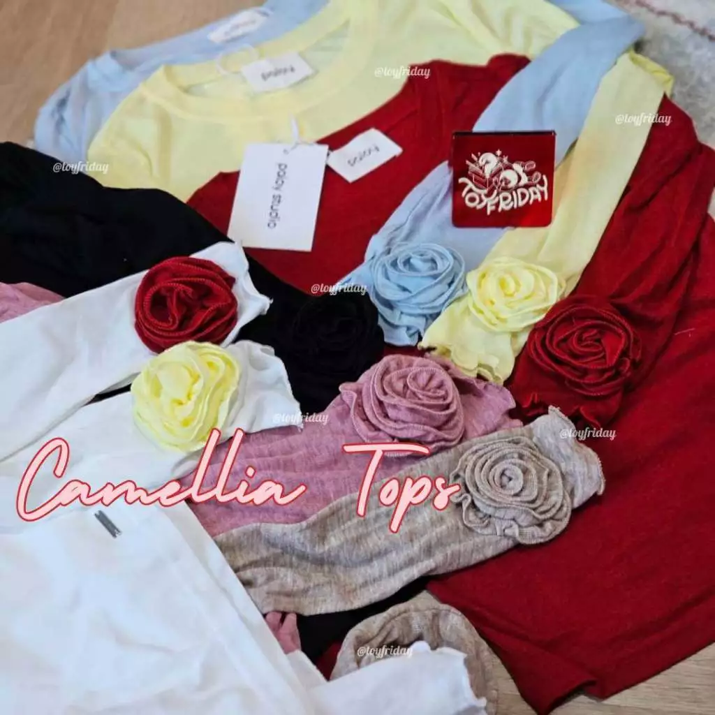 พร้อมส่ง กดเองจากแบรนด์ เสื้อPALOY PL2360 เสื้อแขนยาวสอดมือ ปลายตกแต่งดอกคามิเลีย ของแท้เท่านั้น /toyfriday