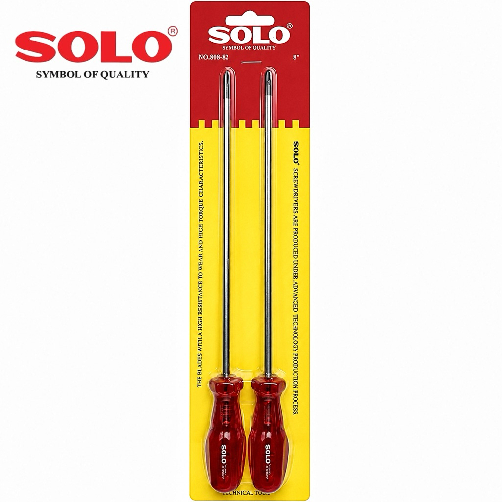 ** ของแท้ 100% ** SOLO ไขควงชุดปากเเบน+เเฉก SOLO No.808-82 [8นิ้ว] ปลายหัวไขควงเป็นแม่เหล็ก ด้ามจับถนัดมือ