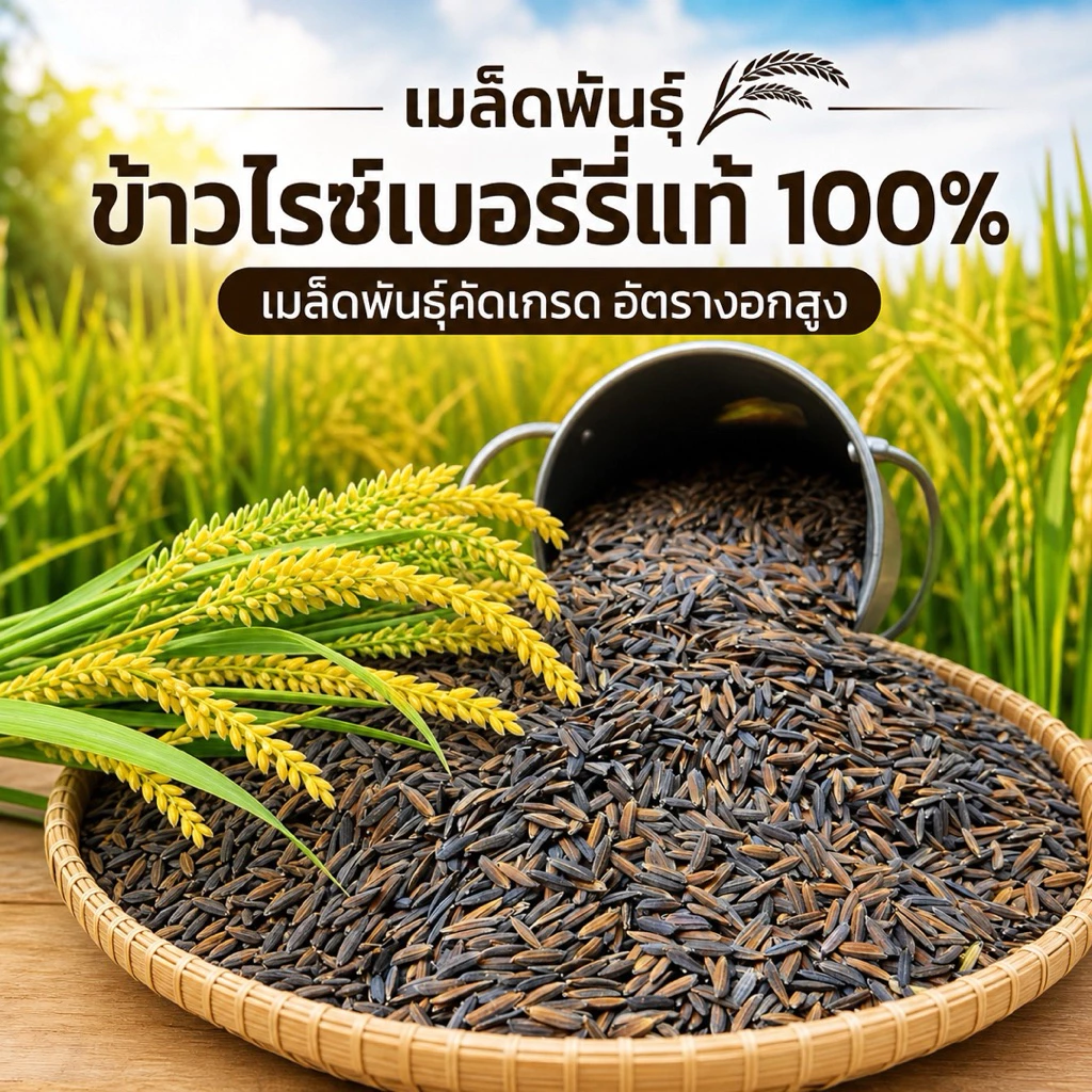 เมล็ดพันธุ์ข้าวไรซ์เบอร์รี่ ปลูกง่าย งอกไว [พันธุ์แท้ ม.เกษตร] ข้าวเปลือกคัดมือ เมล็ดสมบูรณ์ ปลูกได้ทุกพื้นที่