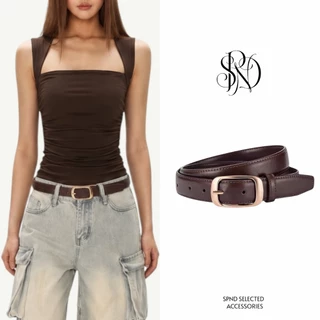 SPND【พร้อมส่ง】เข็มขัดหนังเรียบหรู หัวทองคลาสสิก ใช้ได้ทั้งผู้ชายผู้หญิง มี2สี#HX-108