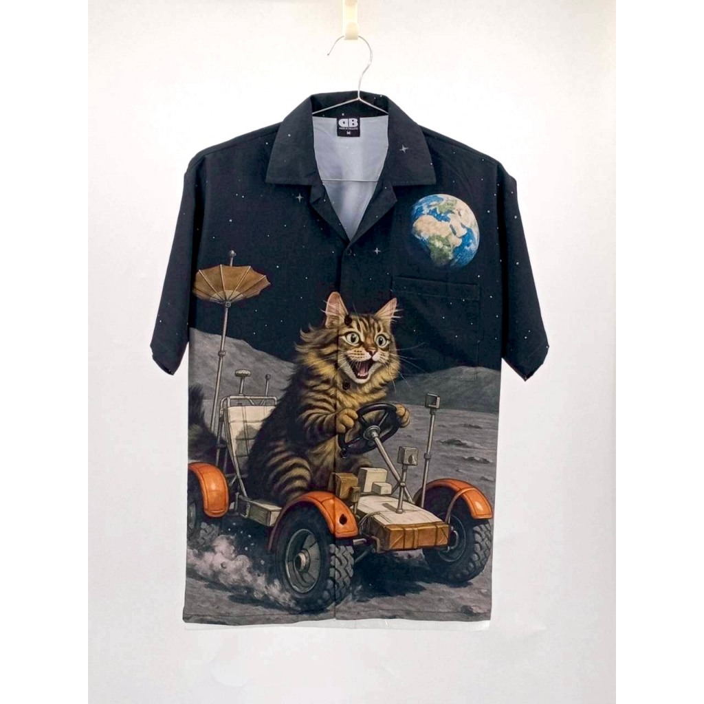 DB452-เสื้อเชิ้ตฮาวายแมวอวกาศ