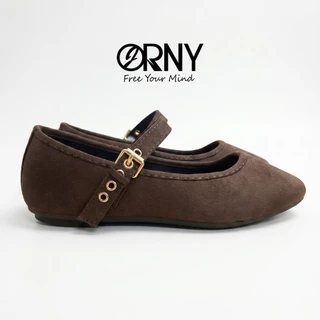 ORNY รองเท้าคัทชูผู้หญิง สไตล์ Mary Jane หนังกำมะหยี่ พื้นนุ่ม OY134