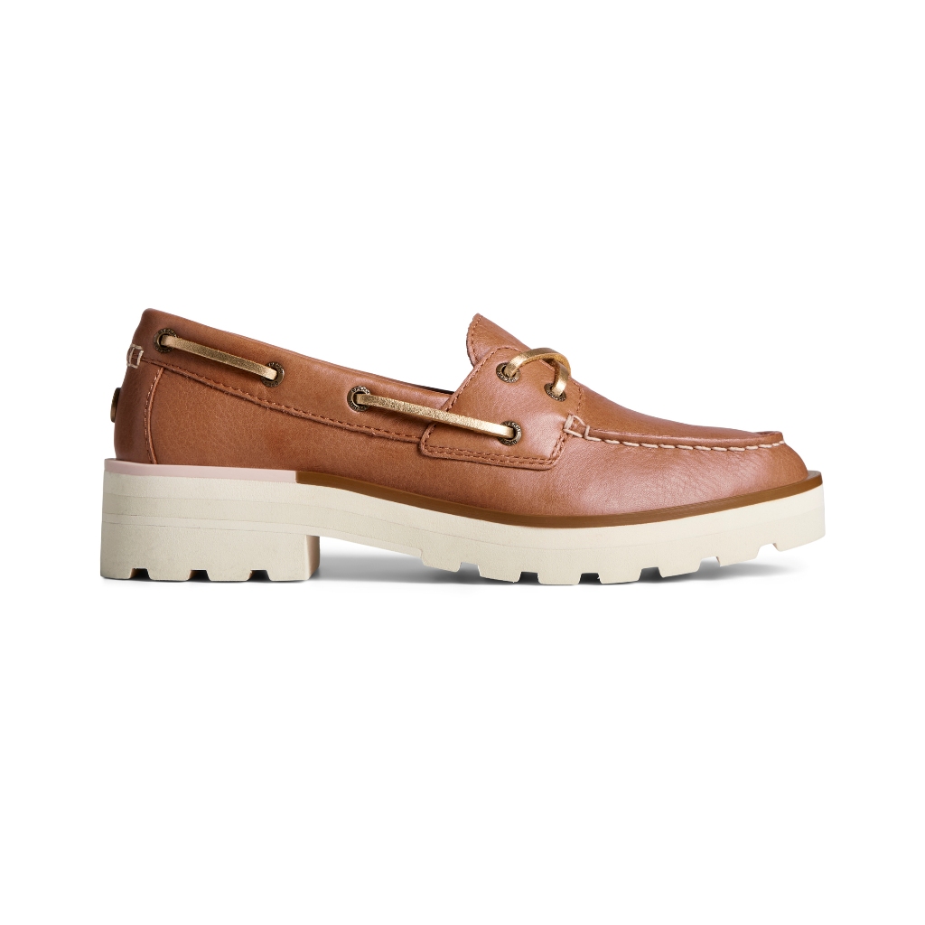 Sperry รุ่น Chunky Boat 2-Eye Leather รองเท้าลำลองหนัง ผู้หญิง สี Tan - STS89096