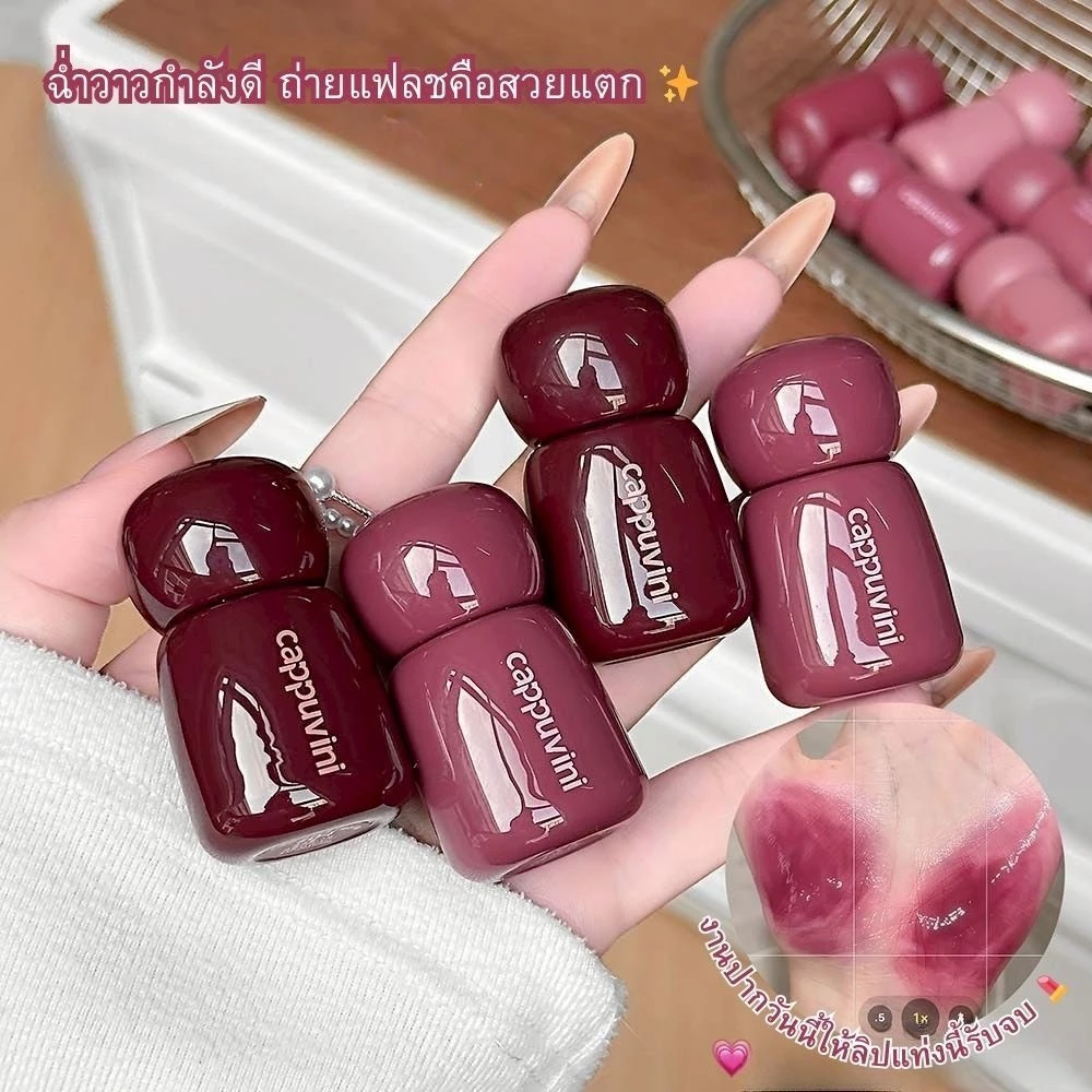 D010 Cappuvini ลิปสติก ลิปทินท์ 12 สีน่ารักเนื้อแมตต์ กํามะหยี่ ธรรมชาติ กันน้ํา ติดทน