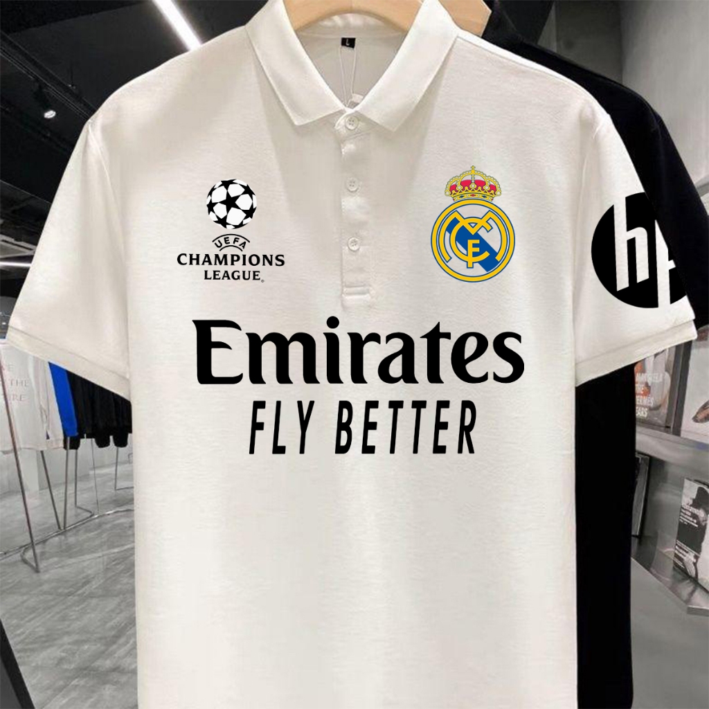 HOT เสื้อโปโล เสื้อเรอัล มาดริด UEFA Champions League football team jersey Real Madrid C.F. Polo shirt S-3XL sportswear