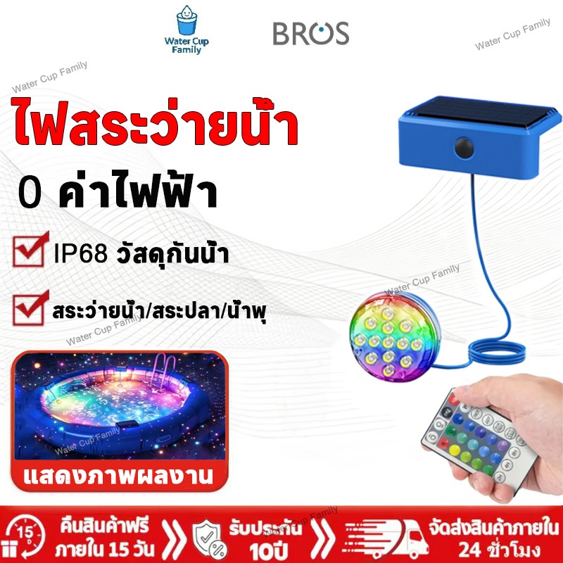Water ไฟสระว่ายน้ำ ไฟสระว่ายน้ำสแตนเลส RGB เปลี่ยนสีเองได้ ระดับกันน้ำ P68 โคมไฟใต้น้ำติดผนังกันน้ำ สายไฟยาว1เมตร
