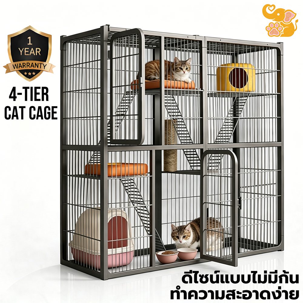 กรงขังแมว Pet Cage พื้นที่ว่างขนาดใหญ่ ป้องกันไม่ให้สัตว์เลี้ยงหลบหนี กรงแมว คอกกั้นสัตว์เลี้ยง กรงแมวขนาดใหญ่ กรงแมวแ