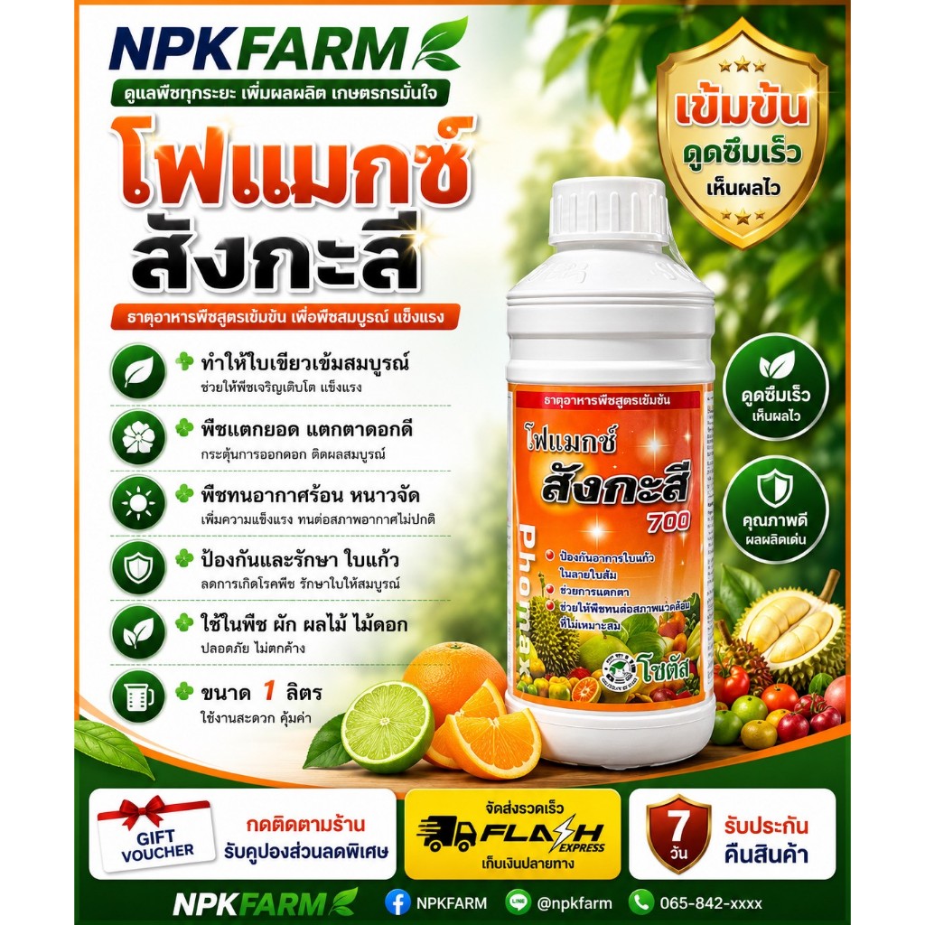 โซตัส โฟแมกซ์ สังกะสี 700 ขนาด 1 ลิตร ใบเขียวเข้มสมบูรณ์ ป้องกันรักษาใบแก้ว แตกยอด แตกตาดอกดี