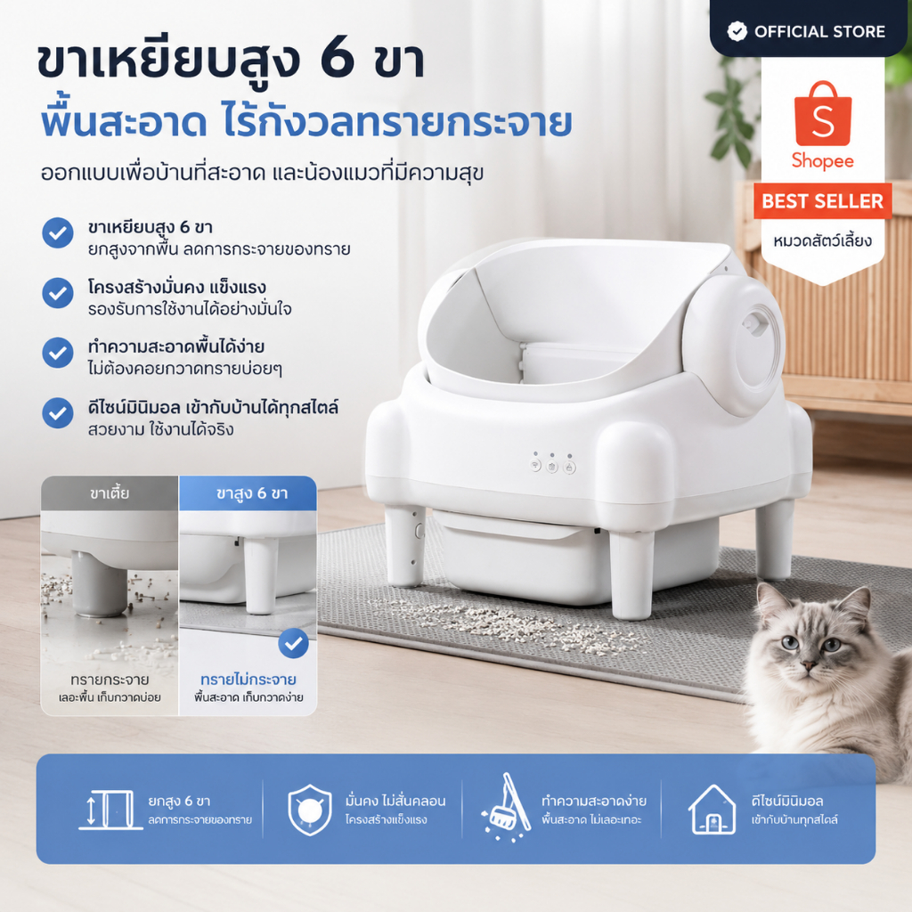 ❗ พร้อมส่ง [ 𝐍𝐄𝐖 𝟐𝟎𝟐𝟔 ] ห้องน้ำแมวอัตโนมัติ Cat Litter Box