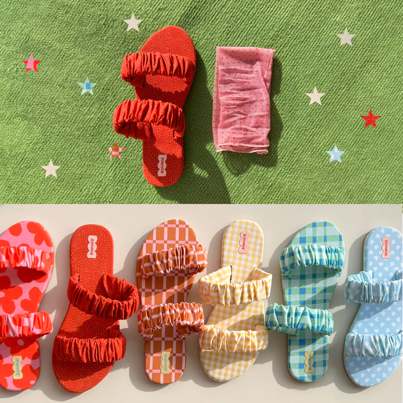 [รุ่นใหม่] Rohmie - Puffy Slipper รองเท้าสายย่นคาดคุณภาพดี น้ำหนักเบาและใส่สบายมาก ซักได้ โดนน้ำได้ ผลิตโดยคนไทยทุกคู่