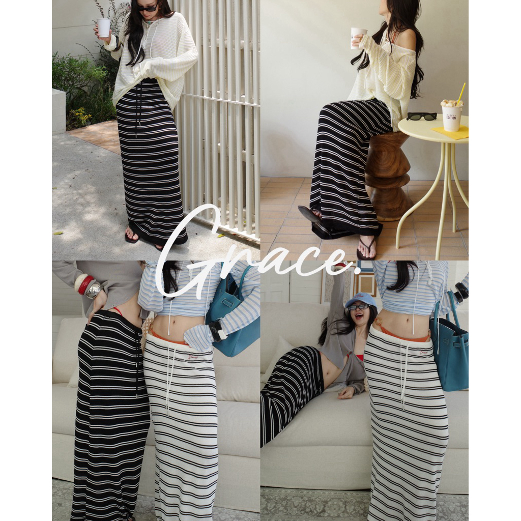LOONNYSTORE กระโปรงไหมพรมลายทาง รุ่น Grace Skirts