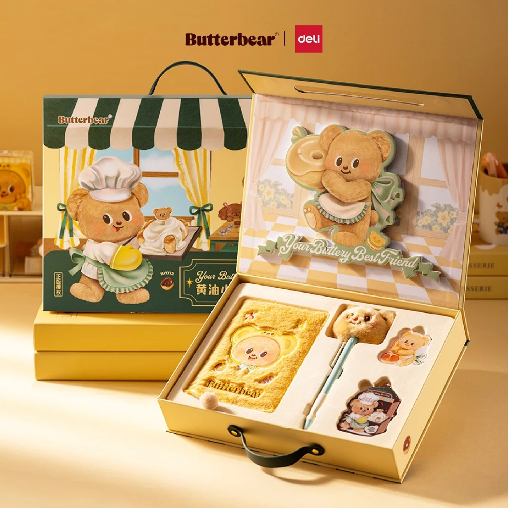 (Deli X Butterbear) ชุดของขวัญบัตเตอร์แบร์ รุ่น HY072 ลายน้องหมีเนยสุดน่ารัก (จำหน่าย1ชุด/5ชิ้น)
