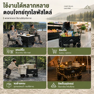 รถเข็นขายของ แข็งแรง พับได้ ลูกปืนยางตัน 10นิ้ว รับน้ำหนัก 500KG พร้อมล็อค เหมาะตลาดนัด สะดวกสบาย