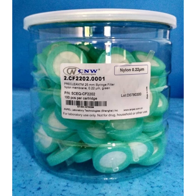 Nylon Syringe Filter 25 mm, 0.22 um (100/pk)