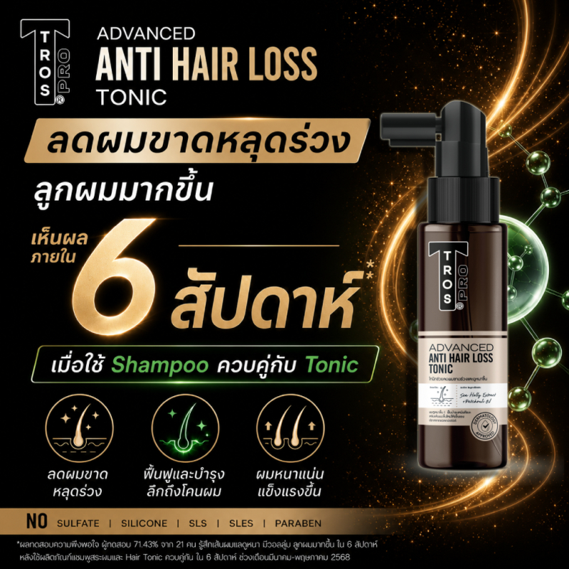 TROS ทรอส ผลิตภัณฑ์บำรุงโคนผมและหนังศีรษะ โปร แอดวานส์ แอนตี้แฮร์ลอส โทนิค ลดผมร่วง 70 มล. x1