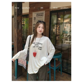 เสื้อกันแดด สำหรับผูหญิง แขนยาวพิมพ์ลายอักษร เสื้อแขนยาวสไตล์เกาหลี น้ำหนักเบาและสวมใส่สบาย 🌷✨