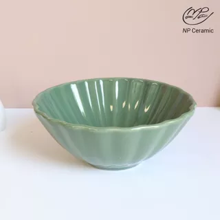 [ลดสูงสุด 80%] NP Ceramic จานเซรามิค จานเปลือกหอยสีเขียวเข้ม สวยหรูดูแพง