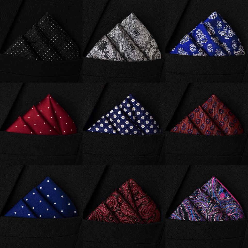 Pocket Square ผ้าเช็ดหน้าสูท Wedding ผู้ชาย สำหรับงานแต่ง งานเลี้ยง ขนาด 23 ซม.
