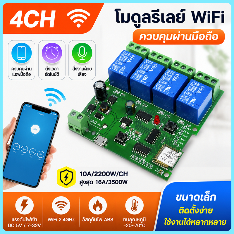 Sonoff Ewelink โมดูลรีเลย์สวิตช์ควบคุม WiFi ไร้สาย DC 5V 7-32V 4 ช่องทาง พร้อมแอป