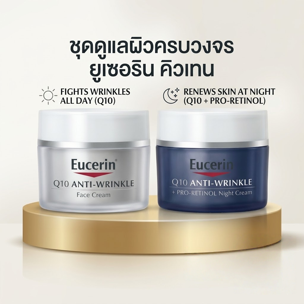 Q10 Anti-Wrinkle Set Day & Night Cream ครีมลดเลือนริ้วรอย บำรุงผิวหน้า เข้มข้น ผิวแพ้ง่ายใช้ได้ 50ml