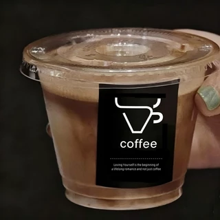 พร้อมส่ง⚡ สติ๊กเกอร์ติดแก้วกาแฟ สติกเกอร์Coffee (5x6 ซม.105 ใบ/ชุด) กันน้ำ100% PP H.2 กาแฟ ชานม Thank You สติกเกอร์