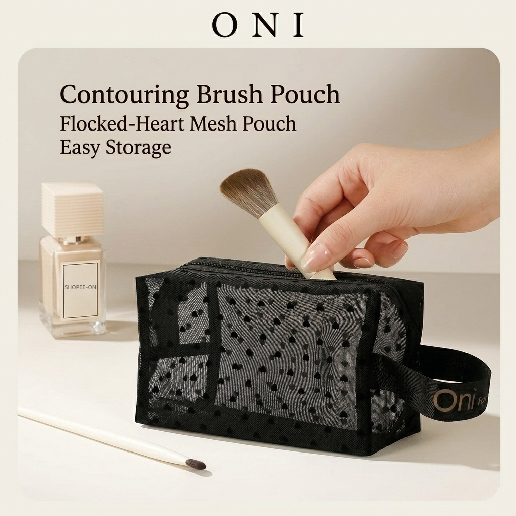 Oni Oversize Square Mesh Cosmetic Bag กระเป๋าตาข่ายสี่เหลี่ยม  กระเป๋าใส่อุปกรณ์อาบน้ำ กระเป๋าเครื่องสำอางพกพา