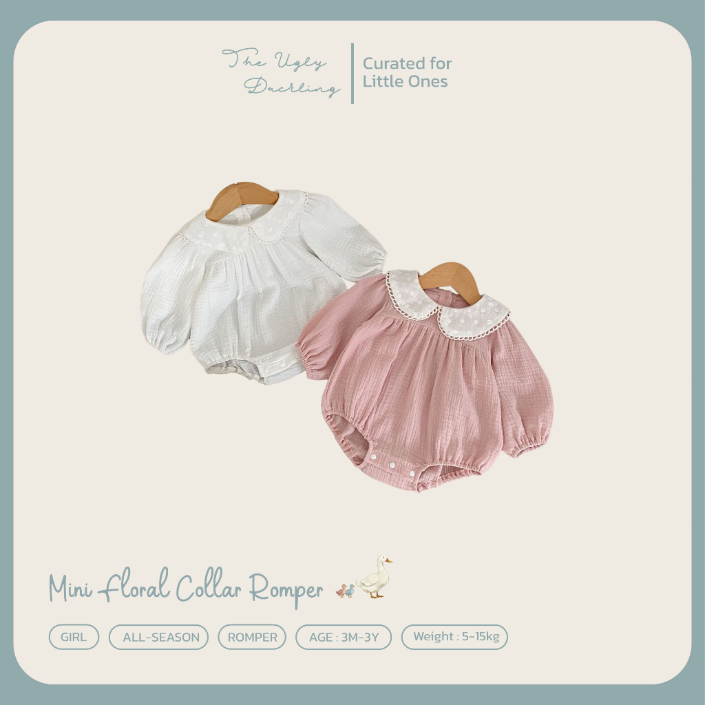 (พร้อมส่ง/ส่งด่วน🛵) Mini Floral Collar Romper ชุดเด็กผู้หญิง-เสื้อผ้าเด็ก Minimal สไตล์เกาหลี จาก the.ugly.duckling