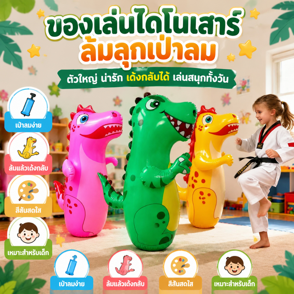 ตุ๊กตาล้มลุก สูง 95 ซม. เนื้อหนา ด้านล่างเติมน้ำ ตุ๊กตาเป่าลม ตุ๊กตาของเล่นเด็ก