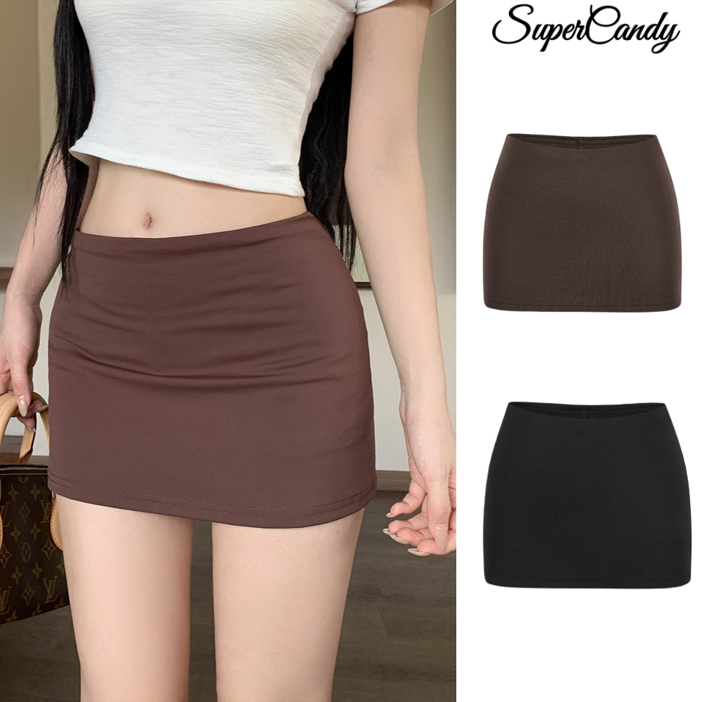 SuperCandy🌷กระโปรงเอวสูงทรงเข้ารูปบางกระโปรงคลุมสะโพกกระโปรงสาวสุดฮอต