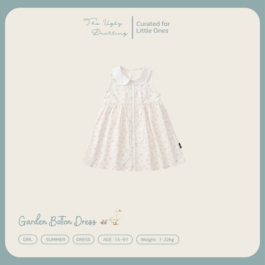 (พร้อมส่ง/ส่งด่วน🛵) Garden Button Dress ชุดเดรสเด็กผู้หญิง-เสื้อผ้าเด็ก Minimal สไตล์เกาหลี จาก the.ugly.duckling