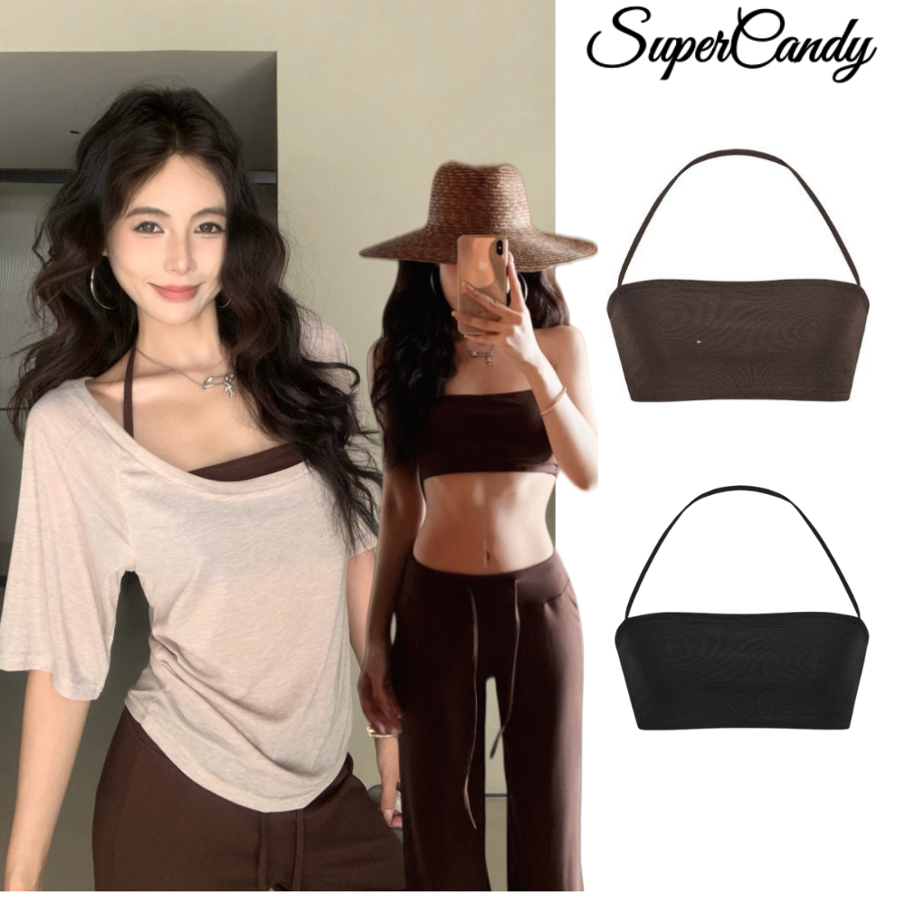 SuperCandy🌷คอเชือกแขวนคอ,ดีไซน์หลังสวย,สไตล์ลำลองและสง่างาม,ขีเกียจและอเนกประสงค์, สินค้าใหม่ฤดูร้อน, ส่วนสวมใส่ภายใน