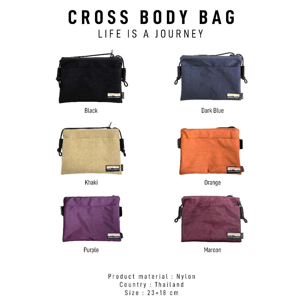 Playworls กระเป๋าสะพายข้างผ้าไนล่อน Cross body bag – Life is journey