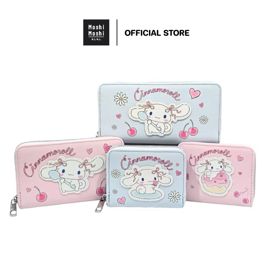พร้อมส่ง🩷 Moshi Moshi กระเป๋าสตางค์ กระเป๋าธนบัตร ลาย Cinnamoroll ลิขสิทธิ์แท้จาก Sanrio ， Care bear