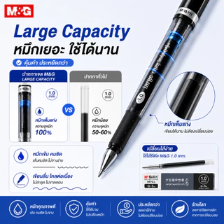(ถูกสุดใน Shopee) ปากกาเจลแบบปอก 1.0 mm. รุ่น Large Capacity จาก M&G และไส้ปากกา Refill